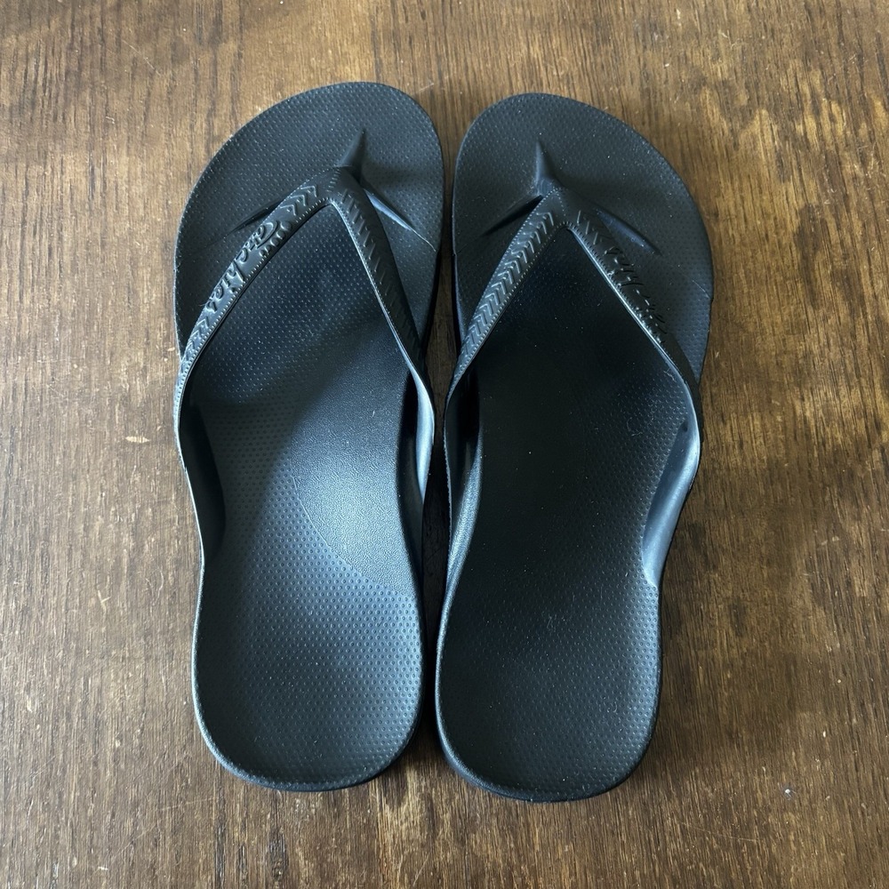 Archies Flip Flop Sandals Thong Style Black Arch Support M9 W10 Unisex Comfort